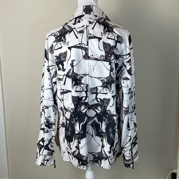 Blu Ice Sport Black & White Funky Artsy  Full Zip Jacket Size XL - Picture 3 of 8